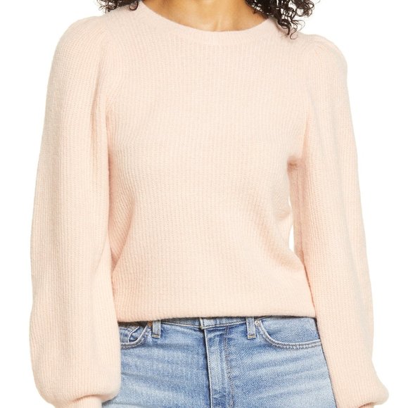 NEW Halogen Pink Blouson Sleeve Pullover Sweater Size Large‎ L 4079 - Picture 1 of 5